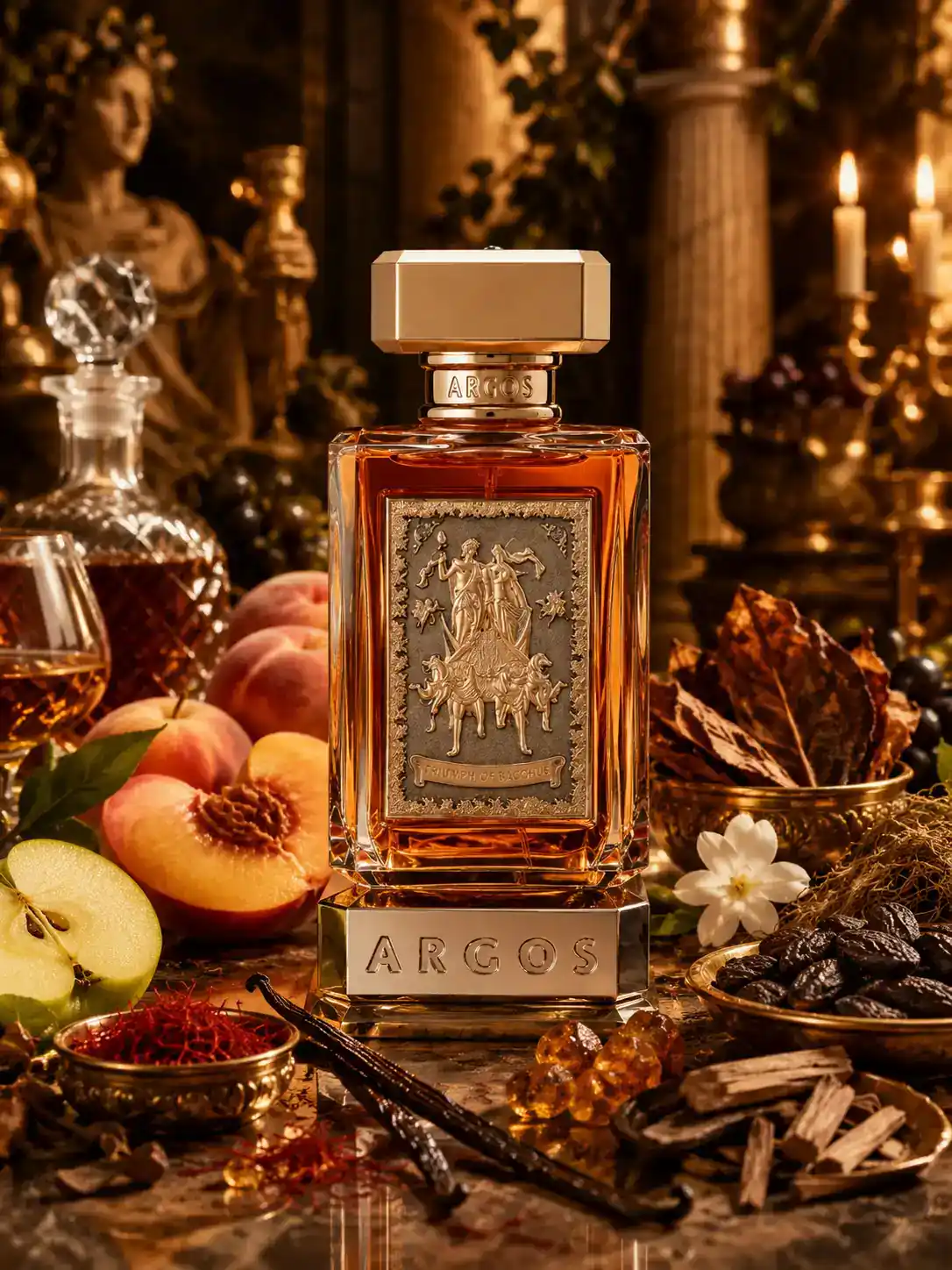 Elegant perfume bottle with rich decor